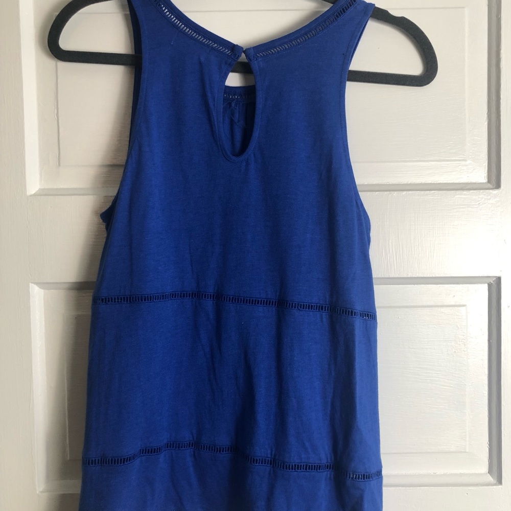 Blue flowly top.